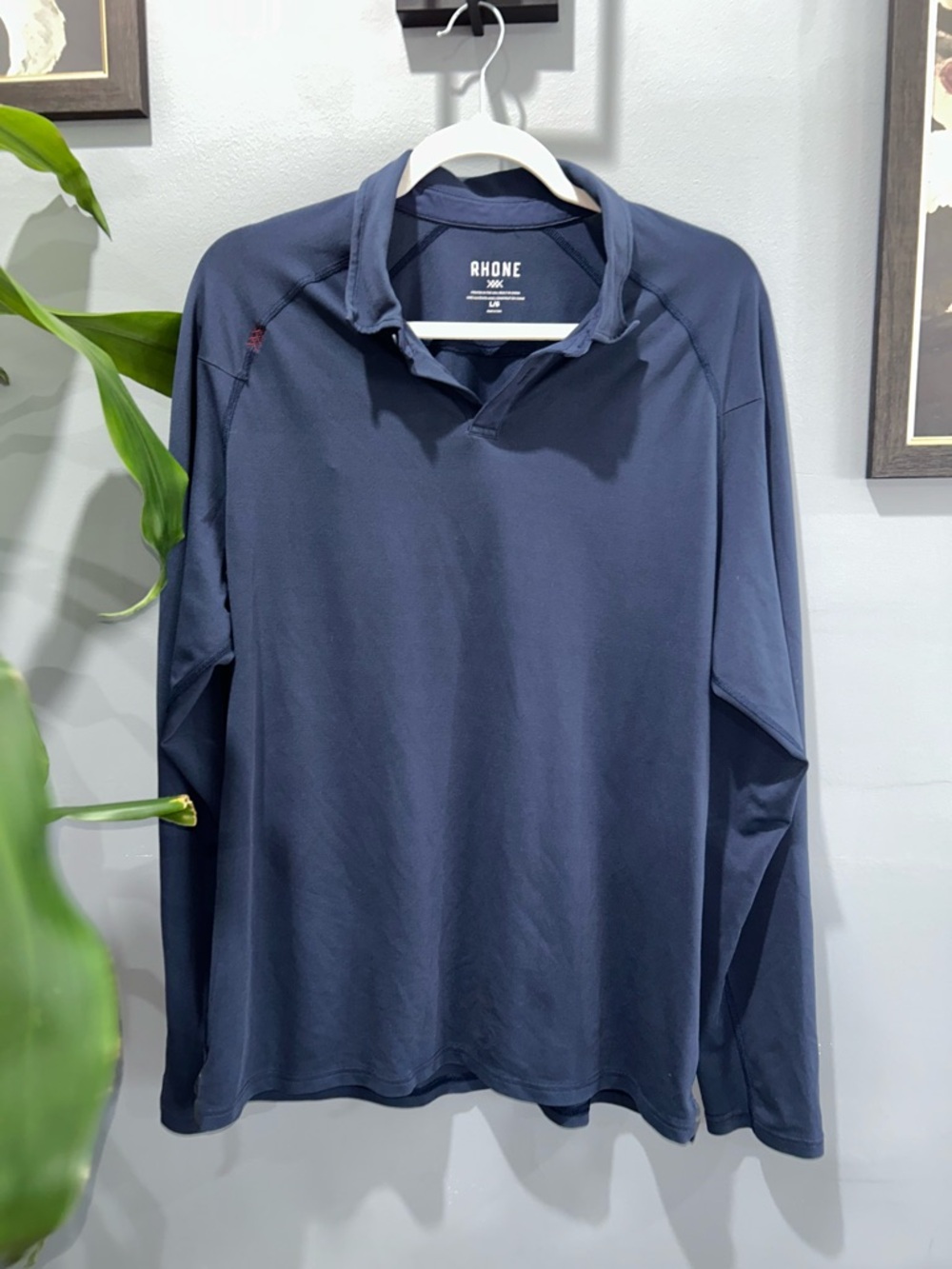 RHONE Navy Long-Sleeve Performance Polo sz Large